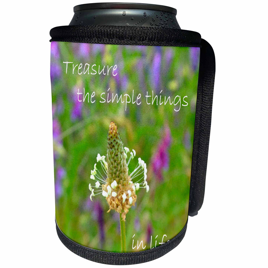 3dRose Patricia Sanders Flowers - Inspirational Words - Can Cooler Bottle Wrap (cc_23649)