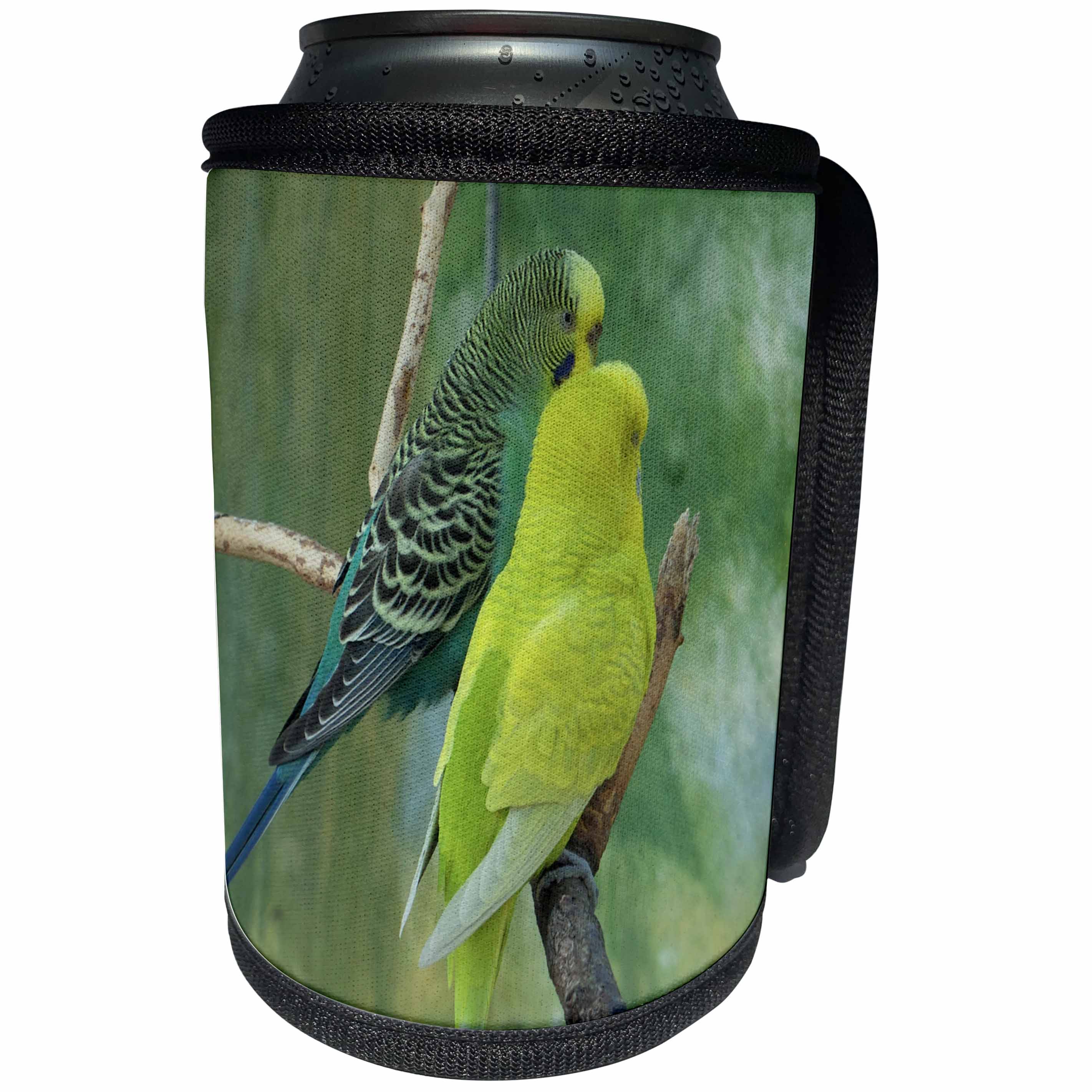 3dRose Sven Herkenrath Animal - Green and Yellow Budgies - Can Cooler Bottle Wrap (cc_236490)