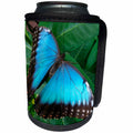 3dRose Sven Herkenrath Butterfly - Blue Macro Butterfly on Leaf - Can Cooler Bottle Wrap (cc_236491)