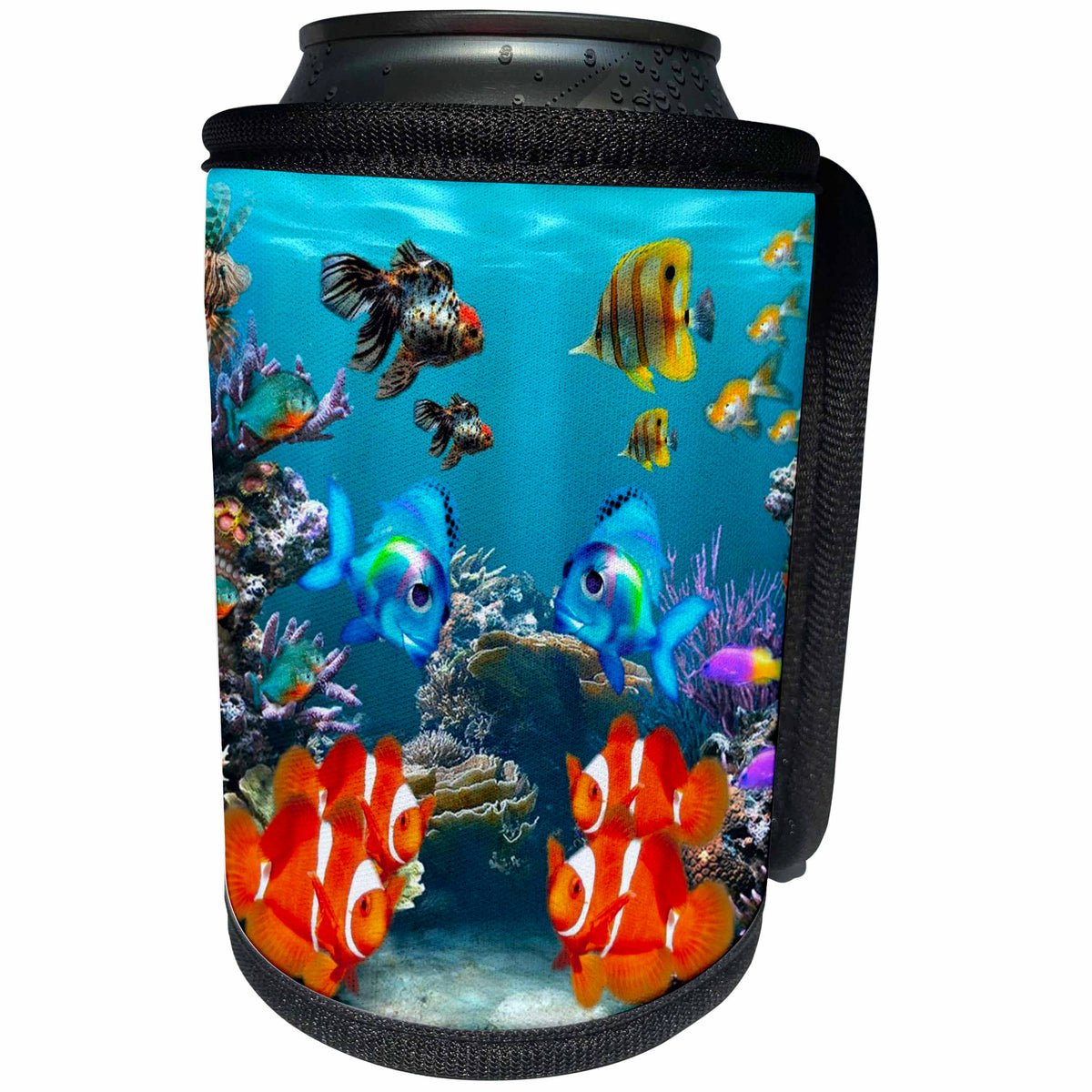 3dRose Sven Herkenrath Sealife - Graphic Design of Aquarium Style - Can Cooler Bottle Wrap (cc_236505)