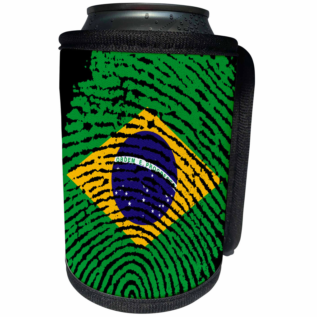 3dRose Sven Herkenrath Flag - Finger Print Design of Brazil Flag - Can Cooler Bottle Wrap (cc_236515)
