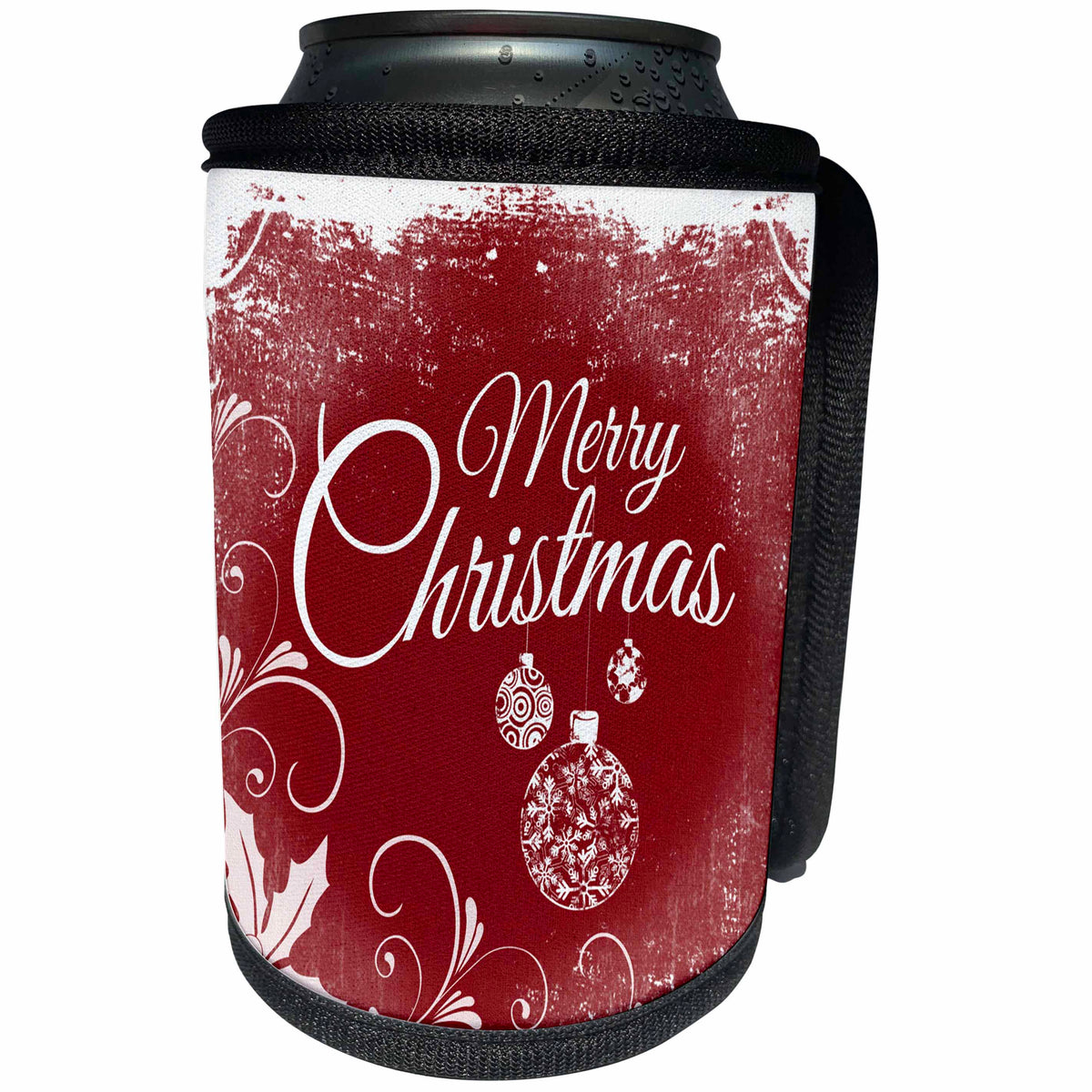 3dRose Sven Herkenrath Christmas - Red Vintage Art of Merry Christmas - Can Cooler Bottle Wrap (cc_236529)
