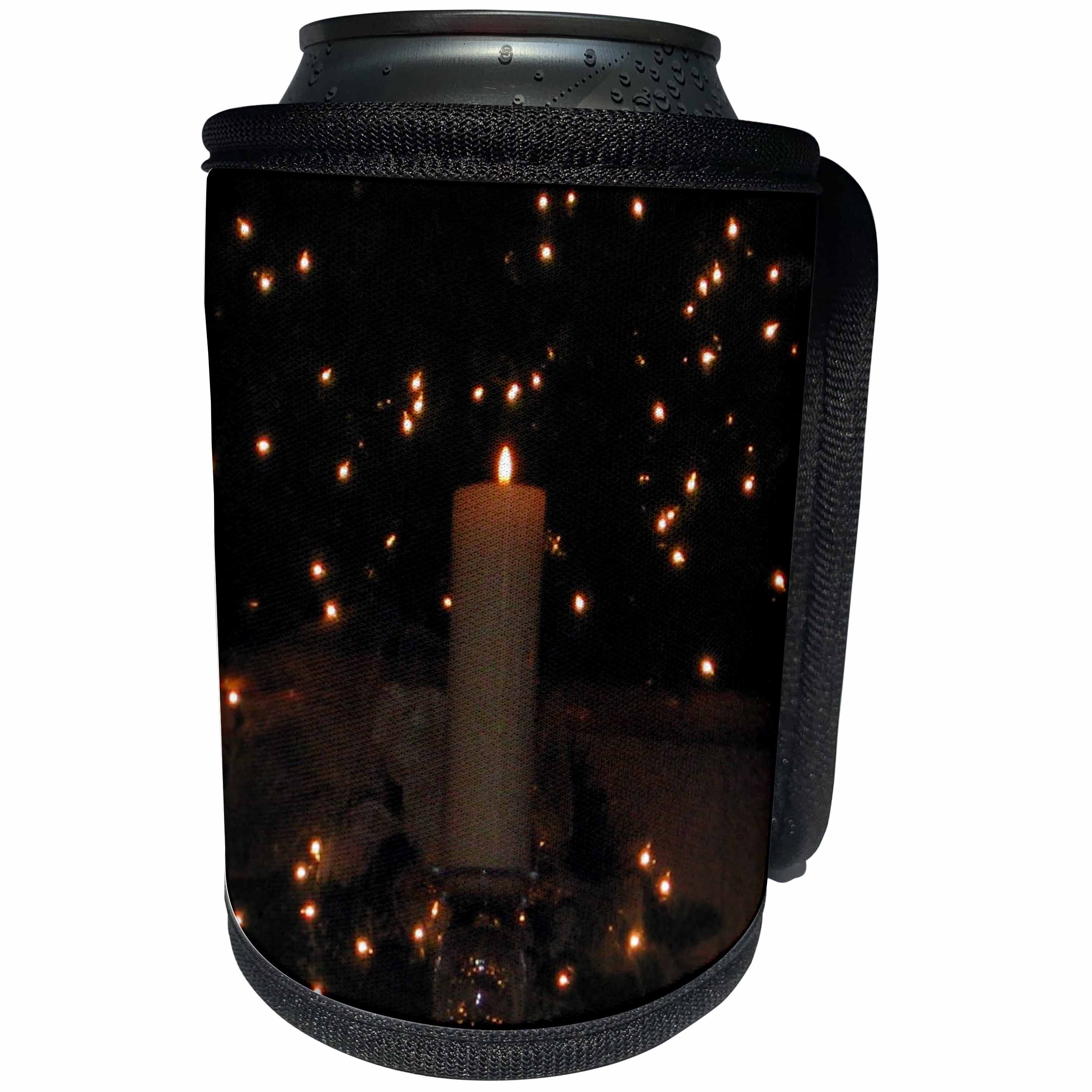 3dRose Patricia Sanders Photography - Candle and Lights - Can Cooler Bottle Wrap (cc_23653)