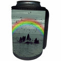 3dRose Sven Herkenrath Sealife - Whale in Sealife with Rainbow - Can Cooler Bottle Wrap (cc_236544)