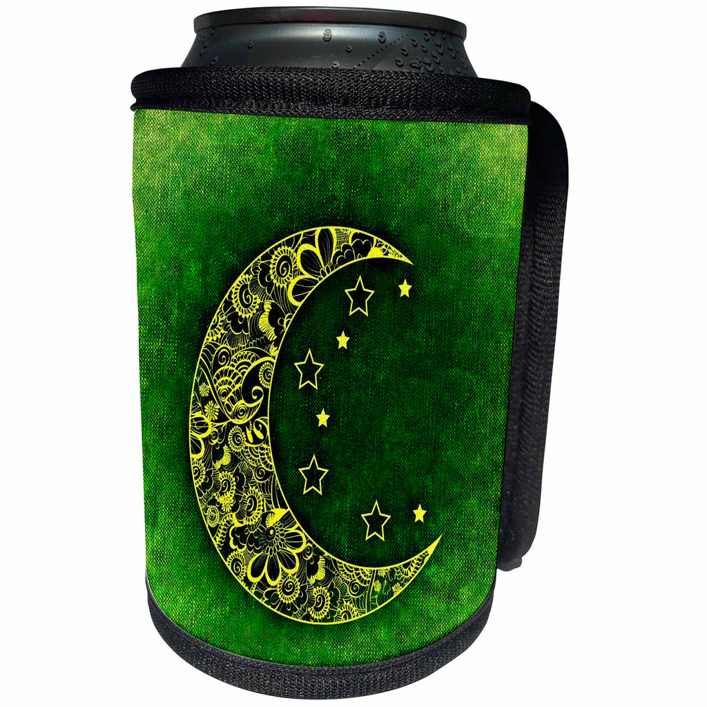 3dRose Sven Herkenrath Nature - Moon with Green Background - Can Cooler Bottle Wrap (cc_236771)