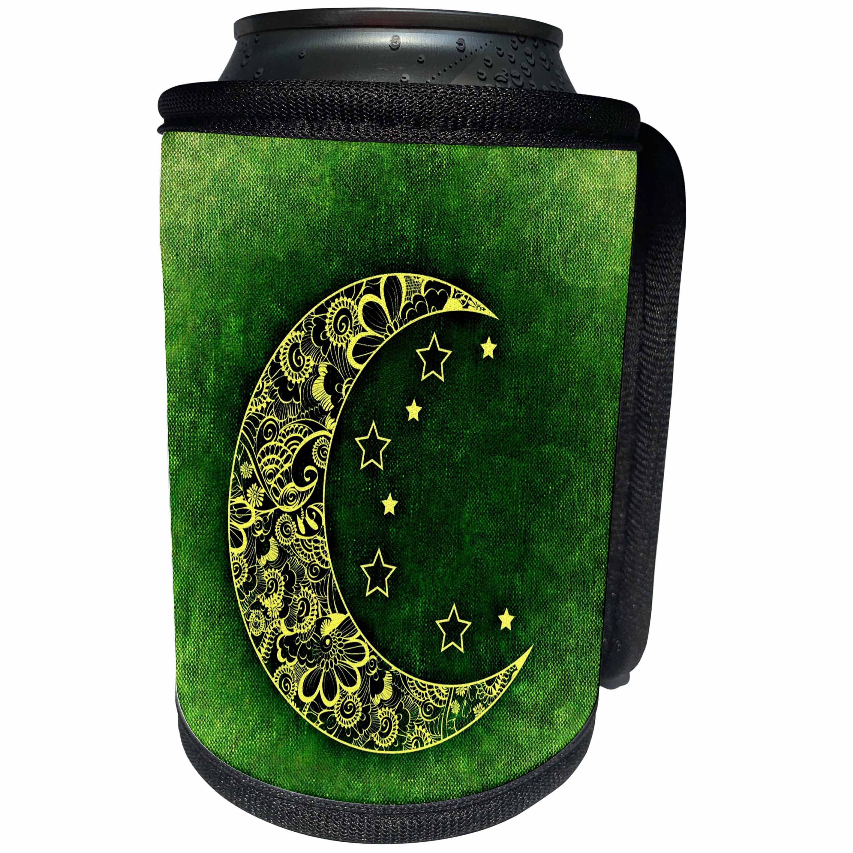 3dRose Sven Herkenrath Nature - Moon with Green Background - Can Cooler Bottle Wrap (cc_236771)