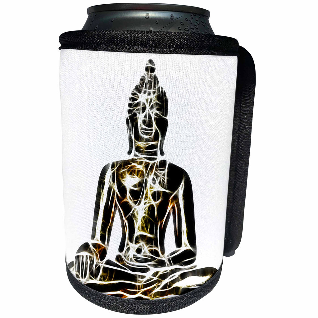 3dRose Sven Herkenrath Buddha - Painting Golden Asian Buddha - Can Cooler Bottle Wrap (cc_236774)