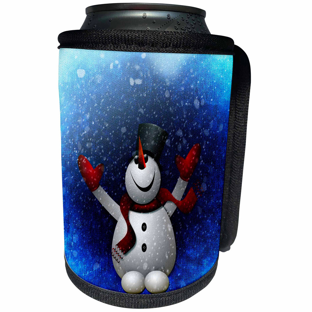 3dRose Sven Herkenrath Christmas - Lucky Christmas Snowmen - Can Cooler Bottle Wrap (cc_236775)