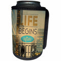 3dRose Sven Herkenrath Text Design - Life Begins with Coffee - Can Cooler Bottle Wrap (cc_236797)