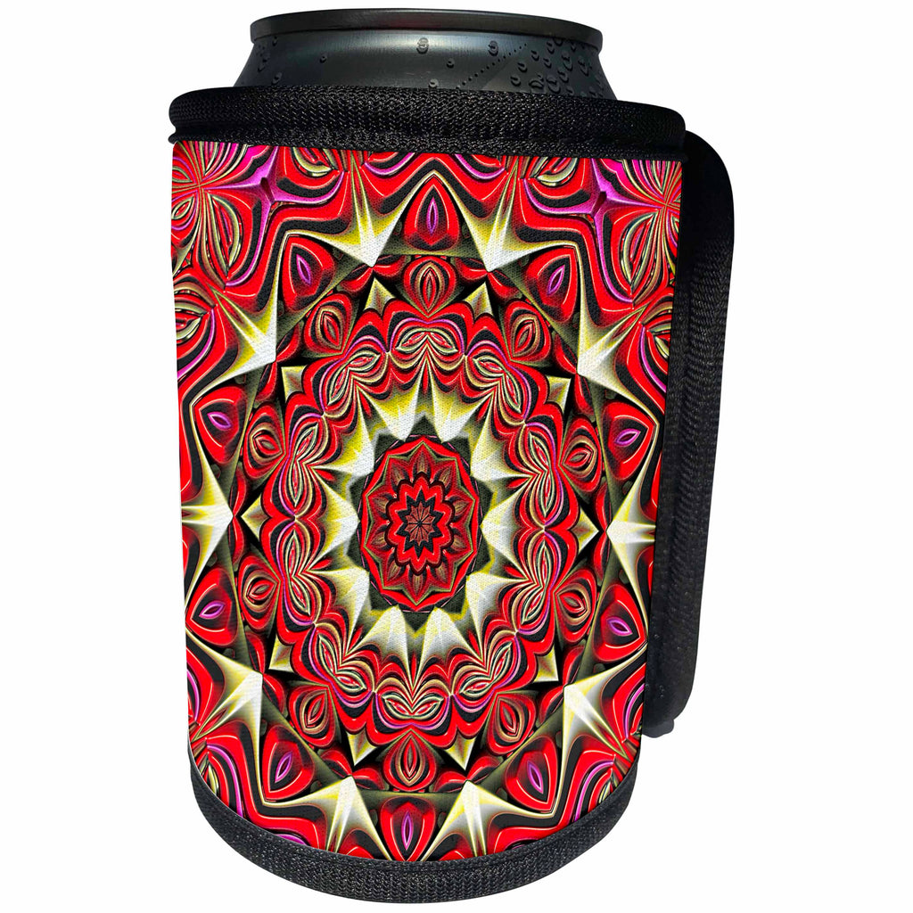 3dRose Sven Herkenrath Mandala - Red Mandala Style a Asian Symbol - Can Cooler Bottle Wrap (cc_236804)