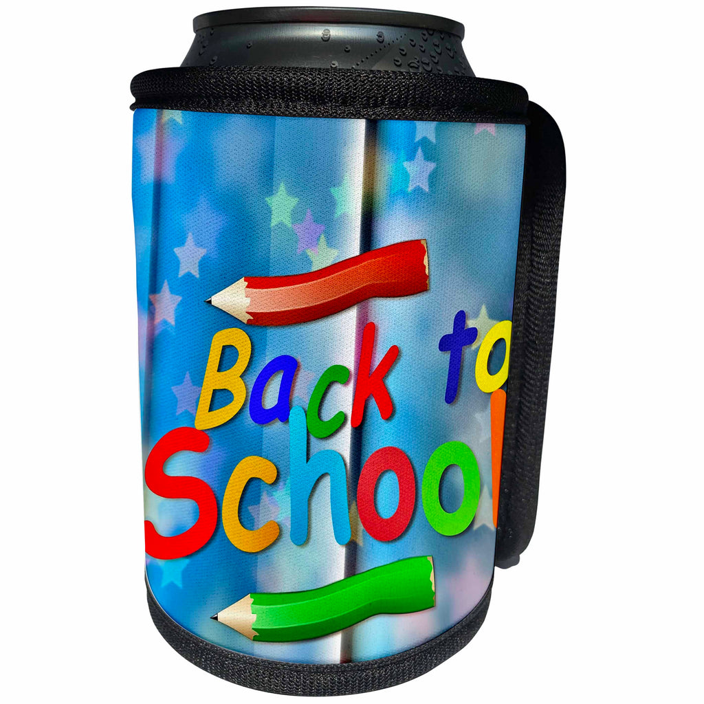 3dRose Sven Herkenrath Art - Back to School for Kids - Can Cooler Bottle Wrap (cc_236805)