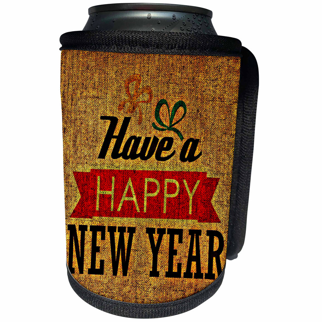 3dRose Sven Herkenrath Christmas - Have a Happy New Year - Can Cooler Bottle Wrap (cc_236806)