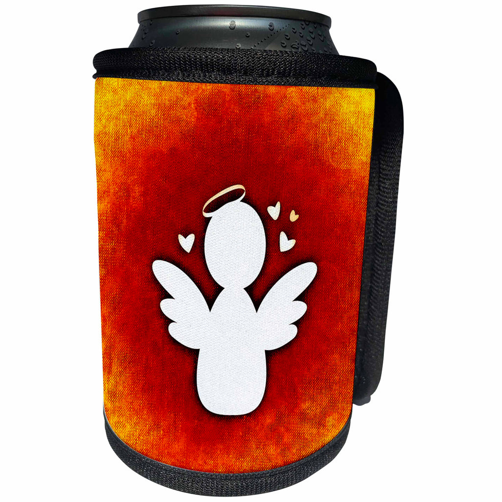 3dRose Sven Herkenrath Love - Angel of Love with Orange Background - Can Cooler Bottle Wrap (cc_236808)