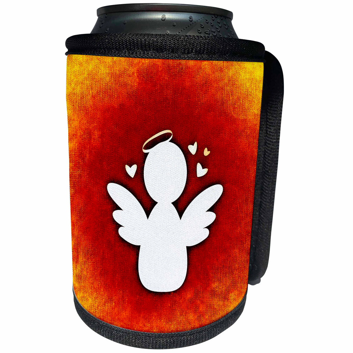 3dRose Sven Herkenrath Love - Angel of Love with Orange Background - Can Cooler Bottle Wrap (cc_236808)