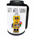 3dRose Carsten Reisinger - Illustrations - Get well soon encouraging toy robot with flowers - Can Cooler Bottle Wrap (cc_237318)