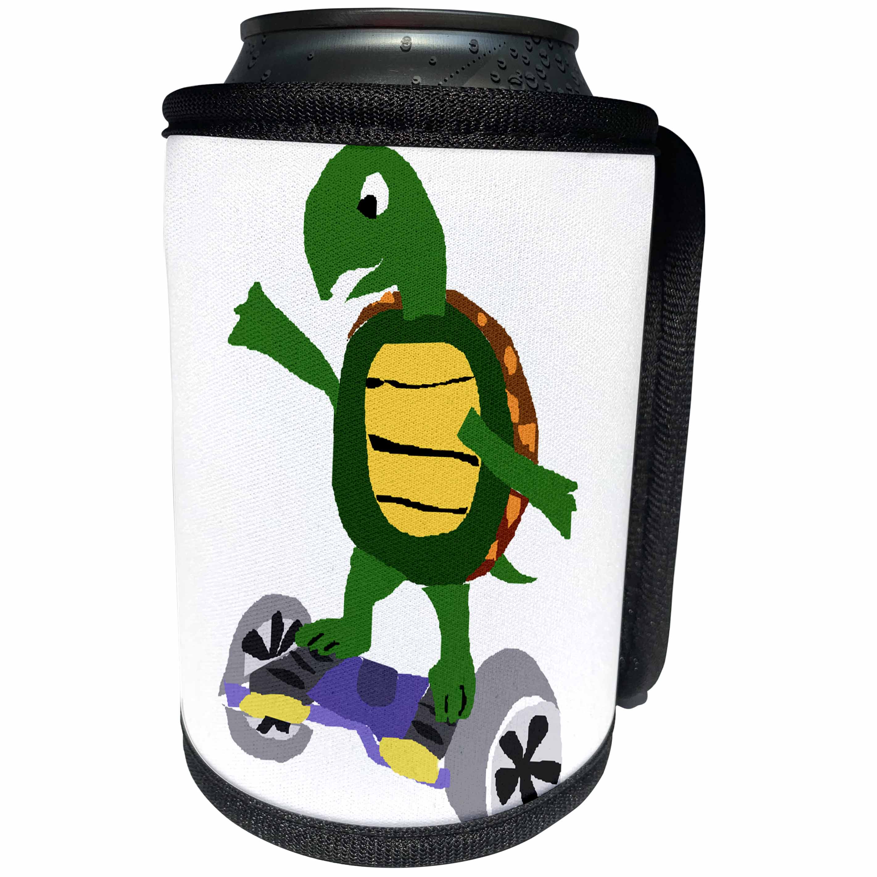 3dRose All Smiles Art Sports and Hobbies - Funny Turtle on Hoverboard Art - Can Cooler Bottle Wrap (cc_238303)