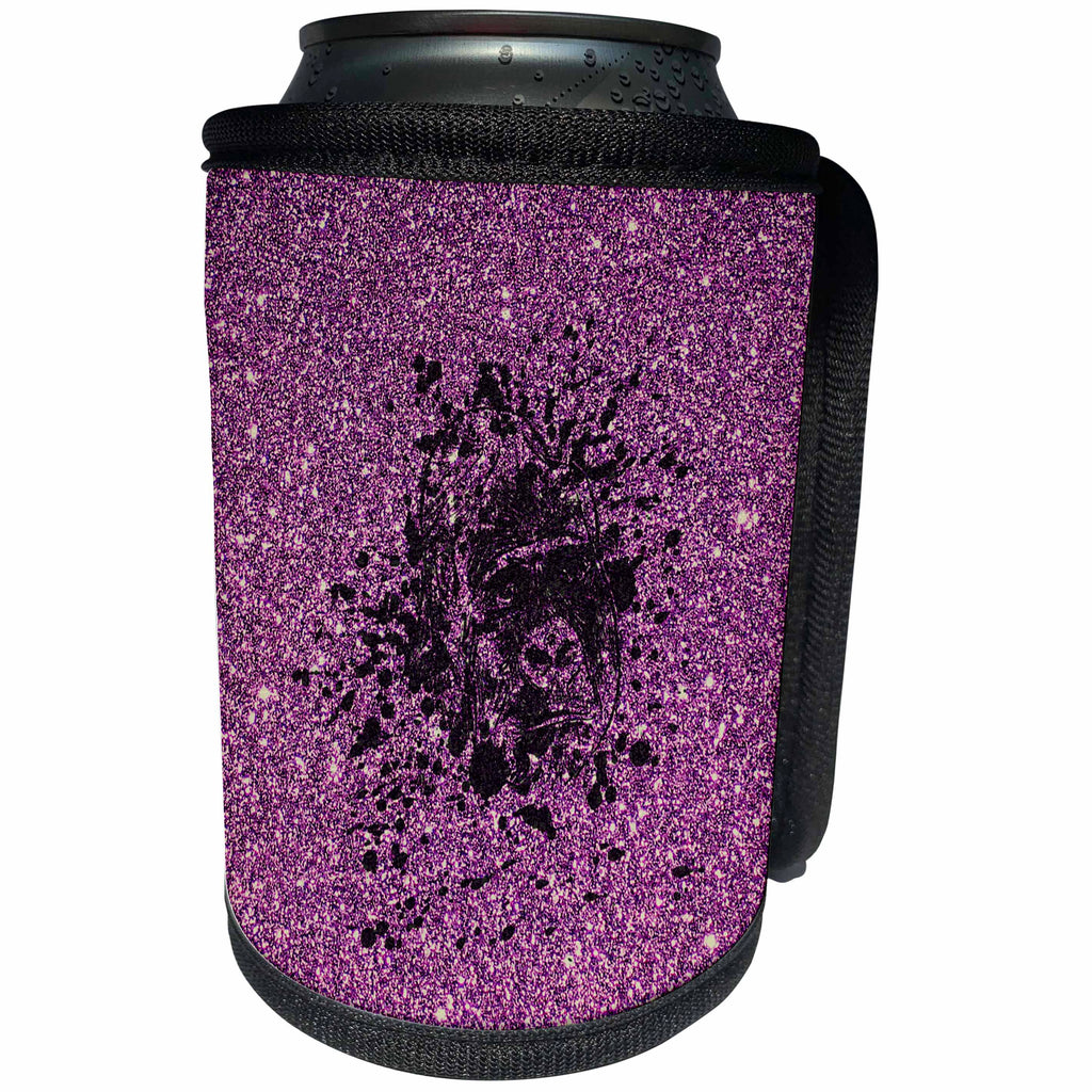 3dRose Sven Herkenrath Glitter - Gorilla with Purple Glitter Background - Can Cooler Bottle Wrap (cc_238313)
