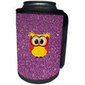 3dRose Sven Herkenrath Glitter - Modern Owl with Purple Glitter Background - Can Cooler Bottle Wrap (cc_238314)