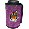 3dRose Sven Herkenrath Glitter - Tiger with Purple Background - Can Cooler Bottle Wrap (cc_238315)