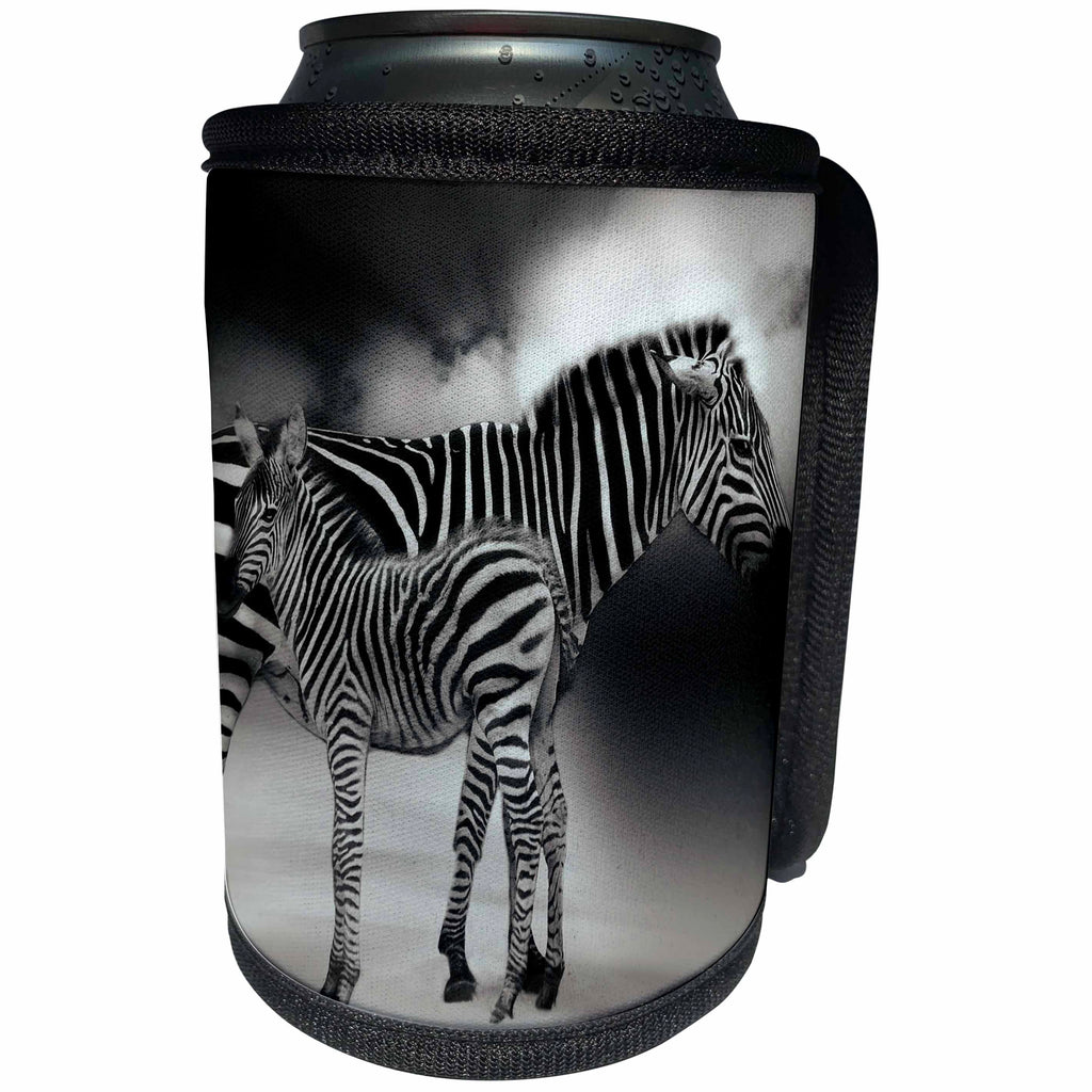 3dRose Sven Herkenrath Zebra - Lovely Zebra Mother - Can Cooler Bottle Wrap (cc_238321)