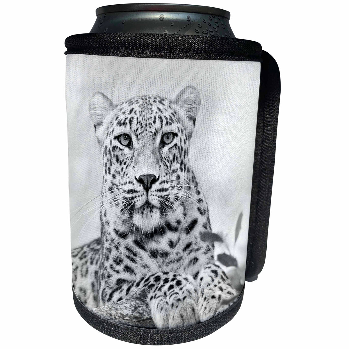 3dRose Sven Herkenrath Animal - Black and White Jaguar - Can Cooler Bottle Wrap (cc_238322)