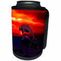 3dRose Sven Herkenrath Fantasy - Dolphins in the Nature with Sunset - Can Cooler Bottle Wrap (cc_238330)