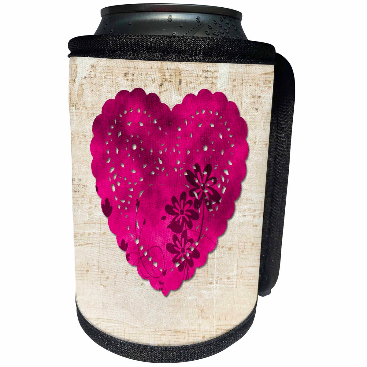 3dRose Sven Herkenrath Love - Lovely Heart with Sheet Background - Can Cooler Bottle Wrap (cc_238331)