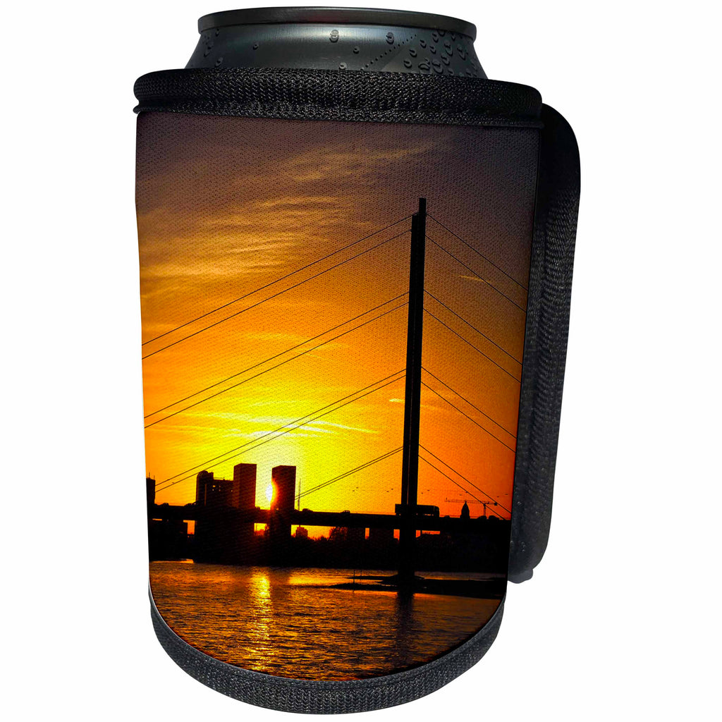 3dRose Sven Herkenrath Sunset - Sunset from Düsseldorf Germany - Can Cooler Bottle Wrap (cc_238336)