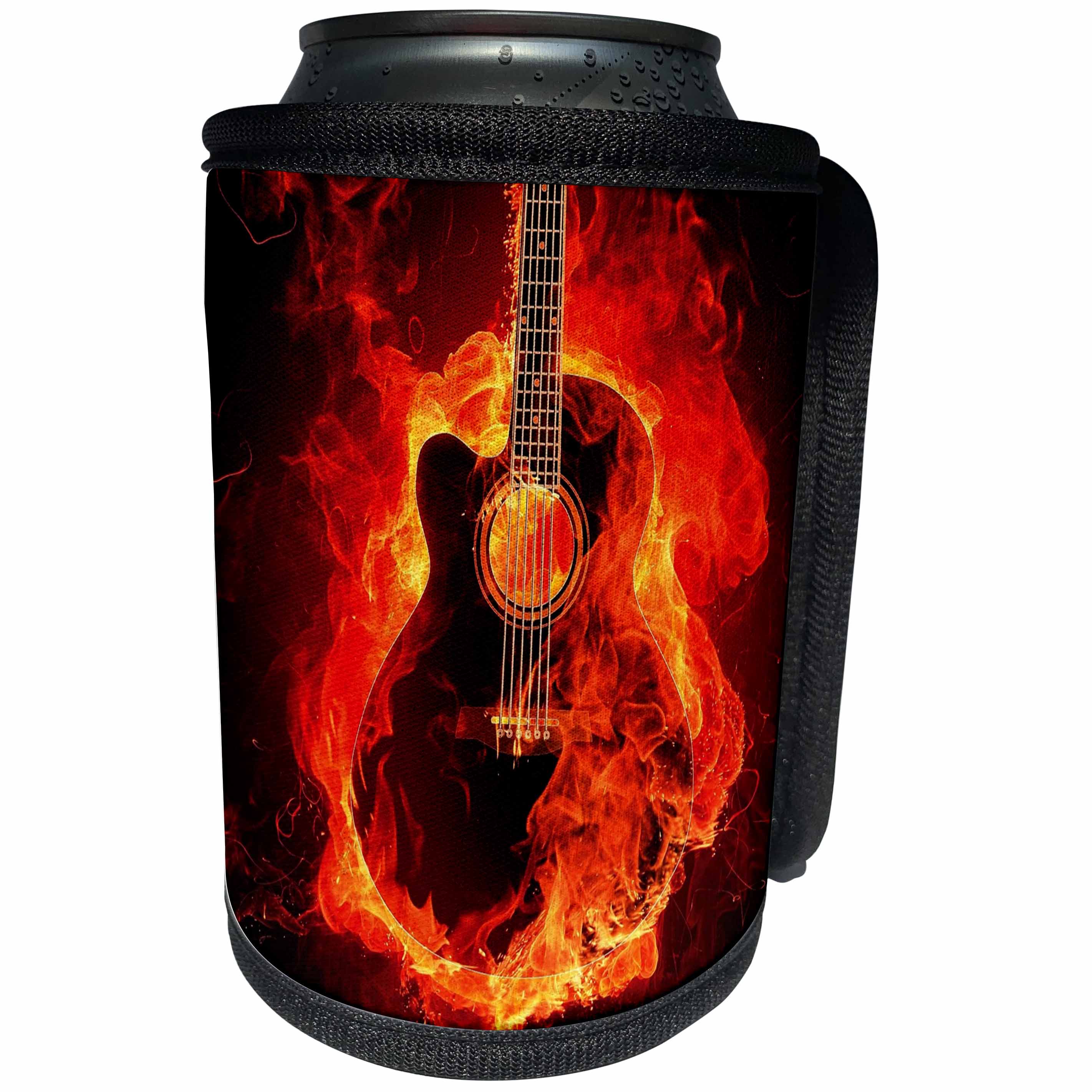 3dRose Sven Herkenrath Music - Guitar in Fire Style - Can Cooler Bottle Wrap (cc_238340)
