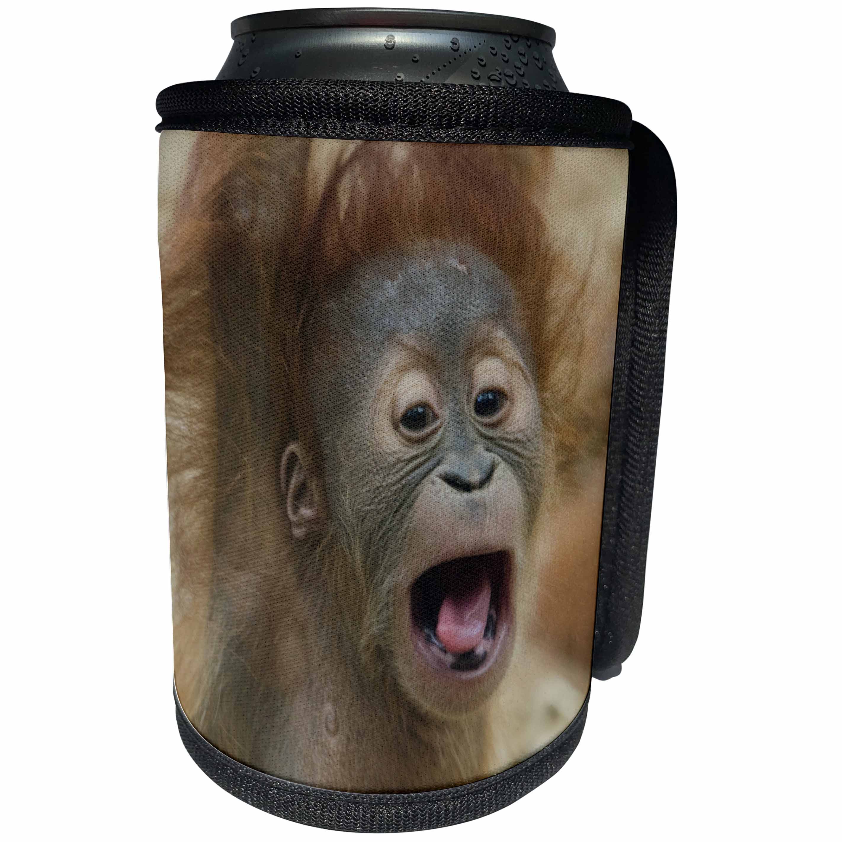3dRose Sven Herkenrath Animal - Screaming Baby Monkey - Can Cooler Bottle Wrap (cc_238348)