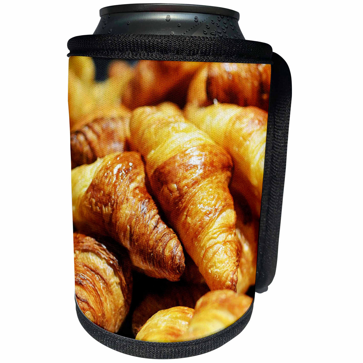 3dRose RinaPiro - Farmers Markets - European market. Baked fresh croissants. Fresh bread. French. - Can Cooler Bottle Wrap (cc_238359)