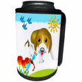 3dRose RinaPiro - Kids - Funny puppy. Birds. Sun. Flowers. Happy. - Can Cooler Bottle Wrap (cc_238372)