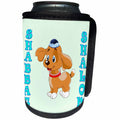 3dRose RinaPiro - Jewish Quotes - Shabbat Shalom. Kids. Puppy wearing kippah. Israel. - Can Cooler Bottle Wrap (cc_238377)