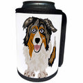 3dRose All Smiles Art Pets - Funny Artistic Australian Shepherd Puppy Dog Art - Can Cooler Bottle Wrap (cc_238379)