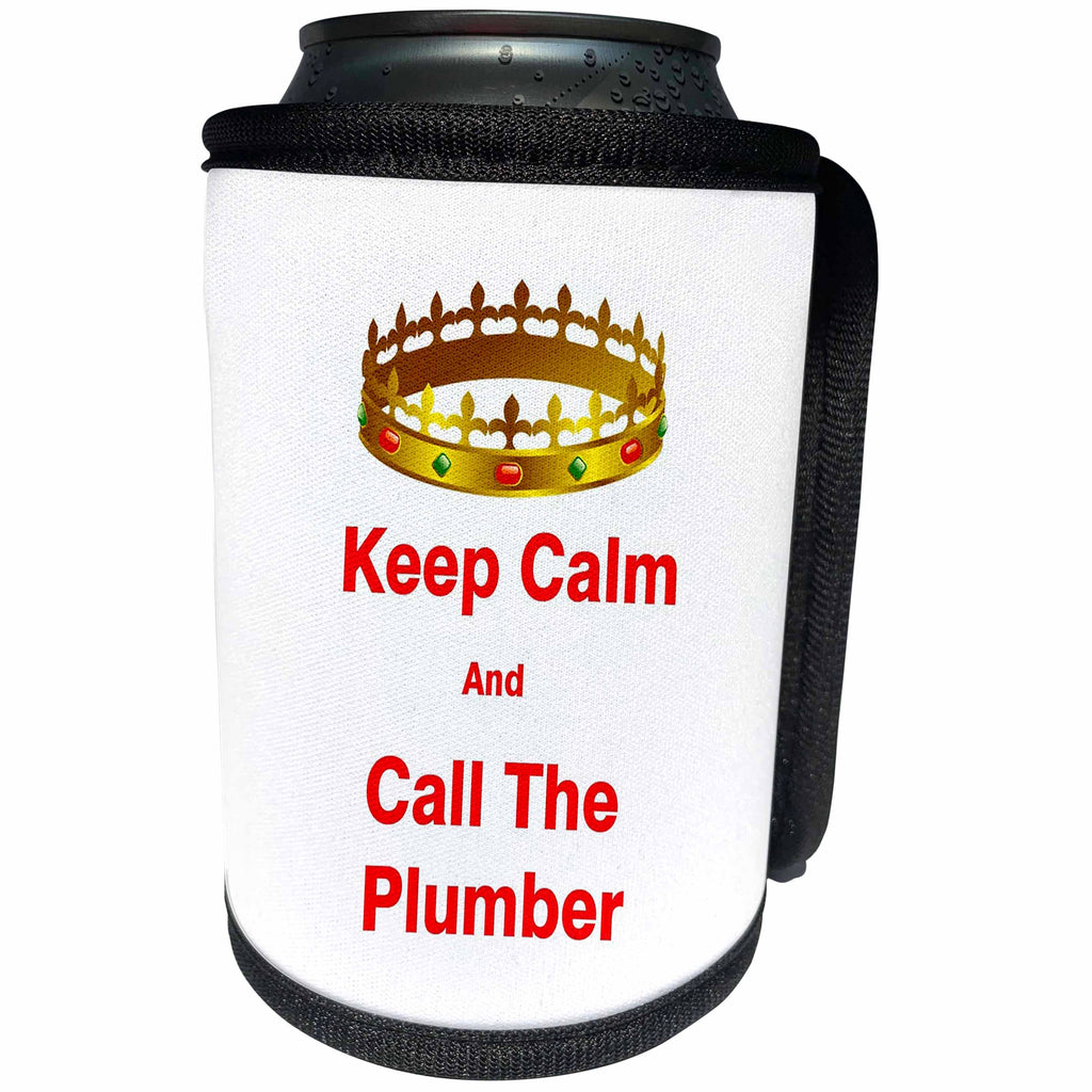 3dRose Florene Keep Calm Fun Sayings - Image of Keep Calm And Call the Plumber - Can Cooler Bottle Wrap (cc_238662)