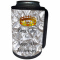 3dRose Florene Keep Calm Anniversaries - Image of Keep Calm And Happy 10th Anniversary With Crown - Can Cooler Bottle Wrap (cc_238667)