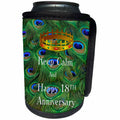 3dRose Florene Keep Calm Anniversaries - Image of Keep Calm And Happy 18th Anniversary With Crown - Can Cooler Bottle Wrap (cc_238673)
