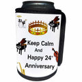 3dRose Florene Keep Calm Anniversaries - Image of Keep Calm And Happy 24th Anniversary With Crown - Can Cooler Bottle Wrap (cc_238678)