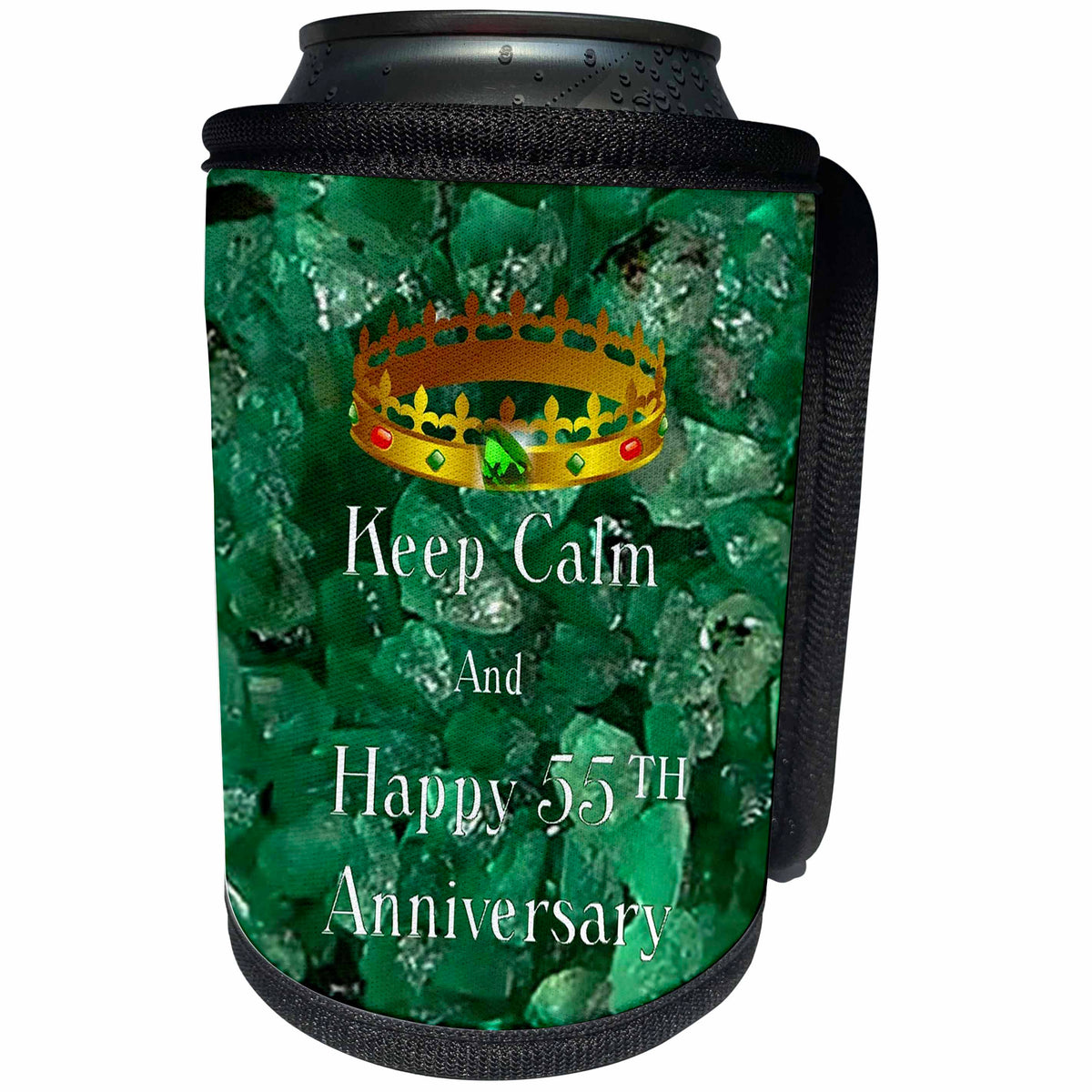 3dRose Florene Keep Calm Anniversaries - Image of Keep Calm And Happy 55th Anniversary With Crown - Can Cooler Bottle Wrap (cc_238683)