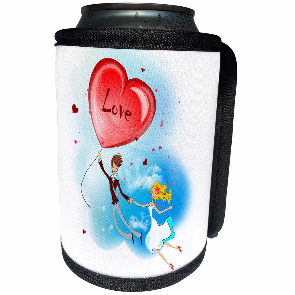 3dRose Milas Art - Valentine Day - Fly with heart - Can Cooler Bottle Wrap (cc_238687)