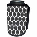 3dRose Russ Billington Patterns - Black Circular Leaf Pattern on White Background - Can Cooler Bottle Wrap (cc_238699)