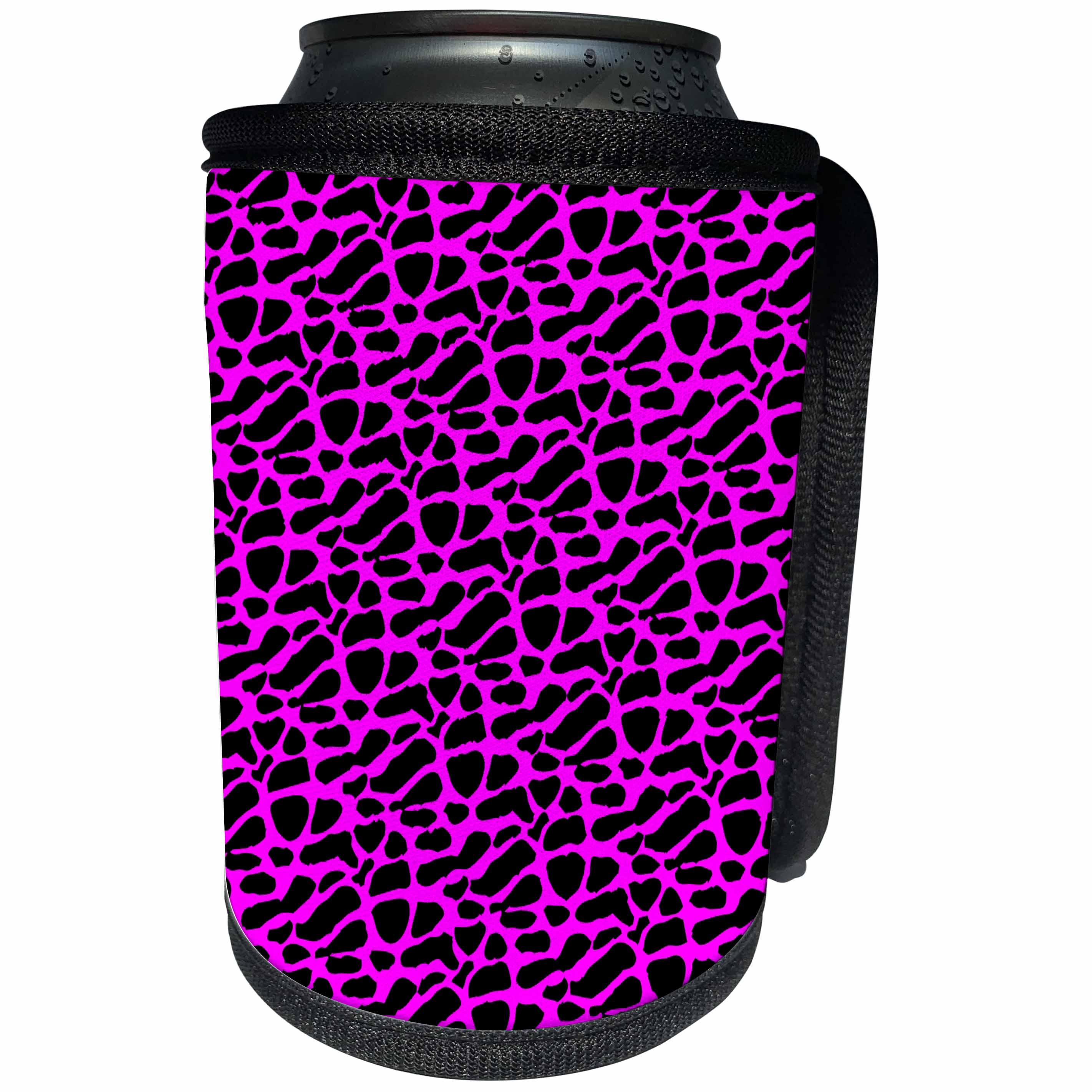3dRose Russ Billington Patterns - Black and Purple Leopard Print - Can Cooler Bottle Wrap (cc_238705)