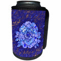 3dRose Russ Billington Designs - Blue Watercolor Rose over Blue Gold Granite Effect Background - Can Cooler Bottle Wrap (cc_238717)