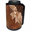 3dRose Beverly Turner Satin Ribbon Design - Beige Bow on Sepia Design - Can Cooler Bottle Wrap (cc_23875)