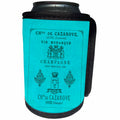3dRose Russ Billington Designs - Old Champagne Label in Blue - Can Cooler Bottle Wrap (cc_238751)
