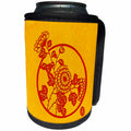 3dRose Russ Billington- Beautiful China Series - Circular Floral Motif in Red and Yellow - Can Cooler Bottle Wrap (cc_238761)