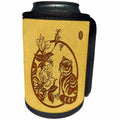 3dRose Russ Billington- Beautiful China Series - Adorable Cat with Roses and Honey Bee Circular Design - Can Cooler Bottle Wrap (cc_238767)