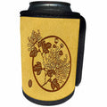 3dRose Russ Billington- Beautiful China Series - Chinese Chrysanthemum Circular Design in Brown - Can Cooler Bottle Wrap (cc_238768)