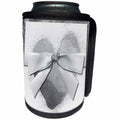 3dRose Beverly Turner Heart Design - Silver Hearts on Silver Heart with Bow - Can Cooler Bottle Wrap (cc_23877)