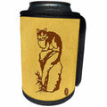 3dRose Russ Billington- Beautiful China Series - Cat Sitting Up on a Stack of Rocks - Can Cooler Bottle Wrap (cc_238773)